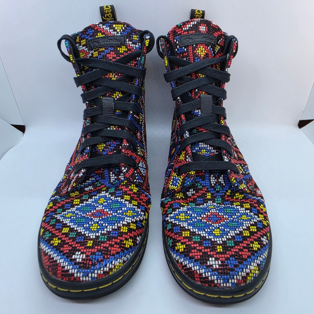 Dr. Martens Hackney Multi Color Geometric Tapestry High Top Boots AW004 Womens 8 - Picture 2 of 11